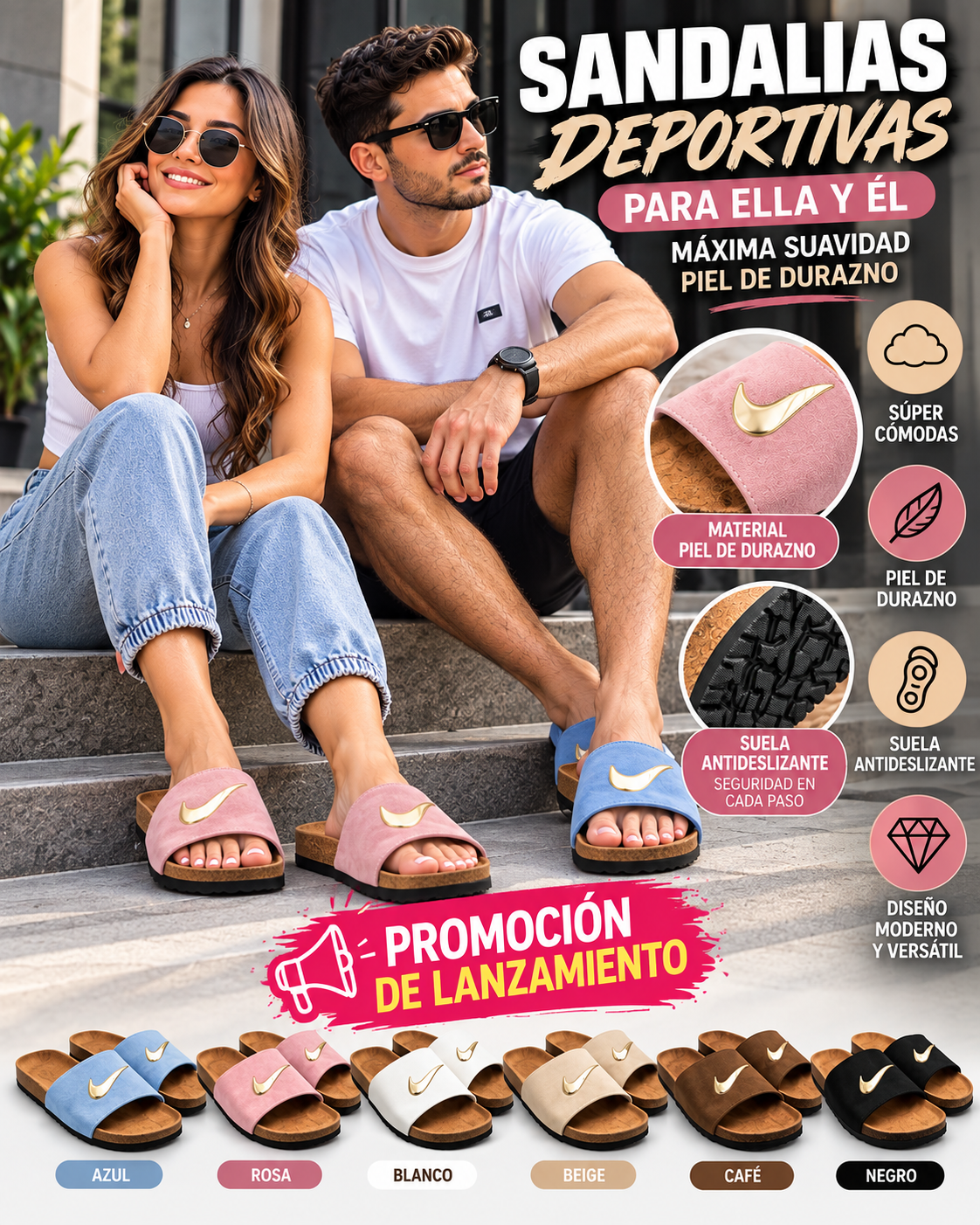 🤩SANDALIAS DEPORTIVAS🍑 PIEL DE DURAZNO 🩴